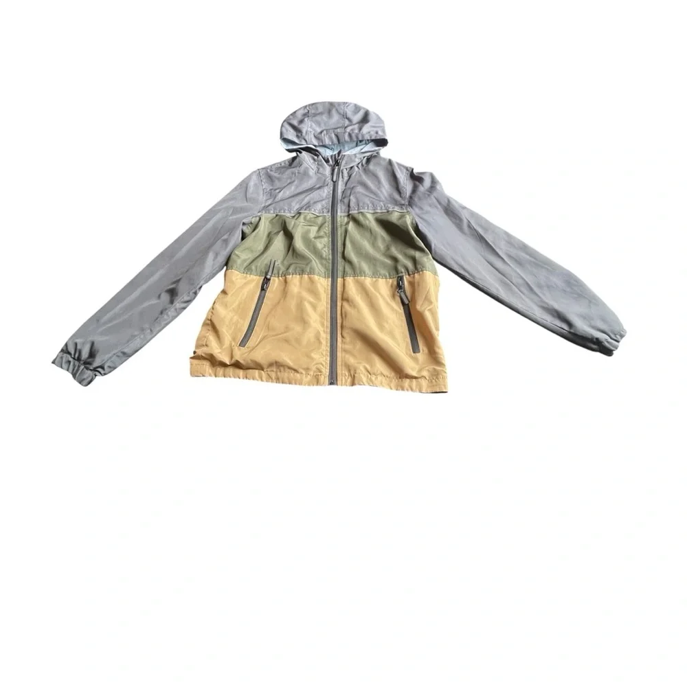 Kids Small Jacket Distortion Grew Lightly Lines Zip up Windbreaker Hoodie Cabin